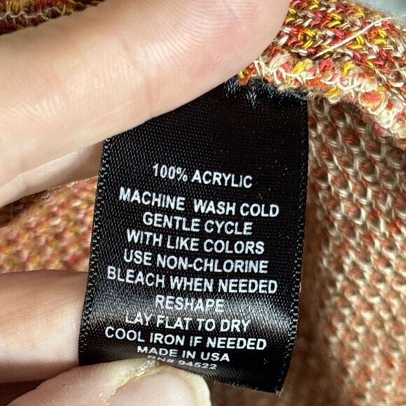 Long Cardigan M Tan Red Orange Aztec Southwestern Open Artsy Earthy Cowgirl - Picture 10 of 13